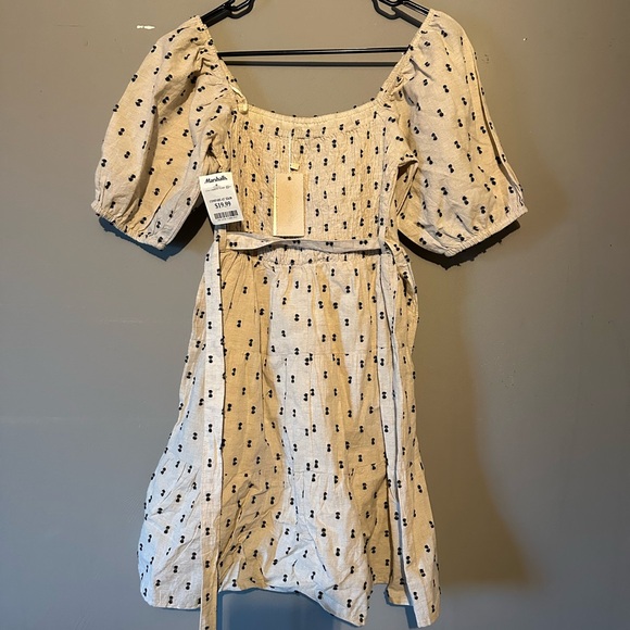 Sim & Sam Linen Beige and Black Dot Dress - Picture 3 of 7